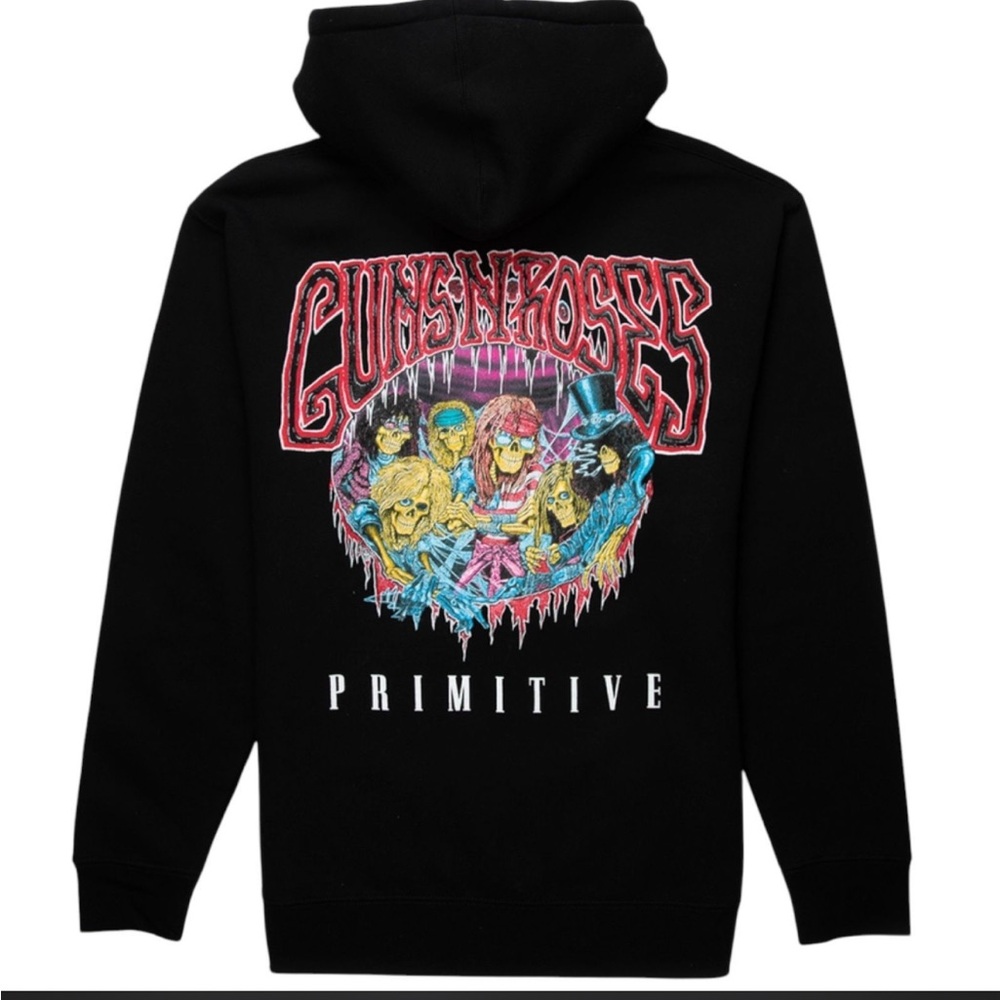 Primitive x Guns N Roses Bones Full Zip Hoodie Black Mens Size 2XL MSRP $100+